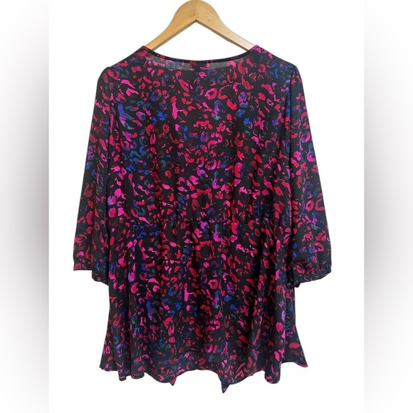 Torrid Georgette Tie-Front Blouse Leopard Black Size 2X - Picture 5 of 10